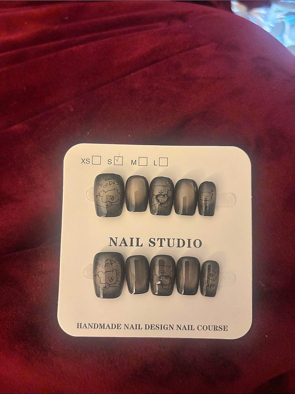 Handmade Nail Design Press-On Nails Black NWT